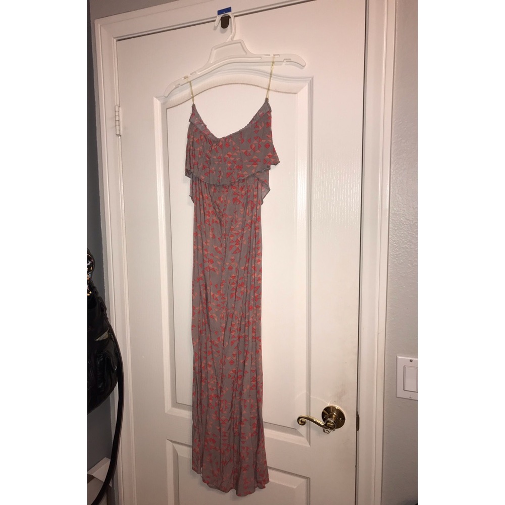 Strapless Triangle Print Maxi Dress